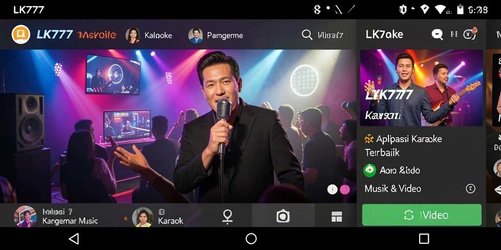 Antarmuka aplikasi LK777 dengan berbagai pilihan lagu karaoke.